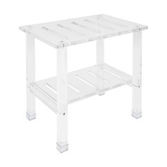 200kg/440.92 lbs Acrylic Shower Bench Bathroom Shower Stool with Storage Shelf