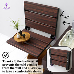 Teak Wood Folding Bath Seat – Wall Mount, Hidden, Waterproof, Handmade Design