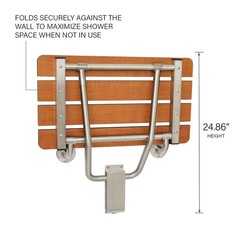 Seachrome 24-inch x 15-inch in ADA Folding Wall Mount Bathroom 24″, Teak
