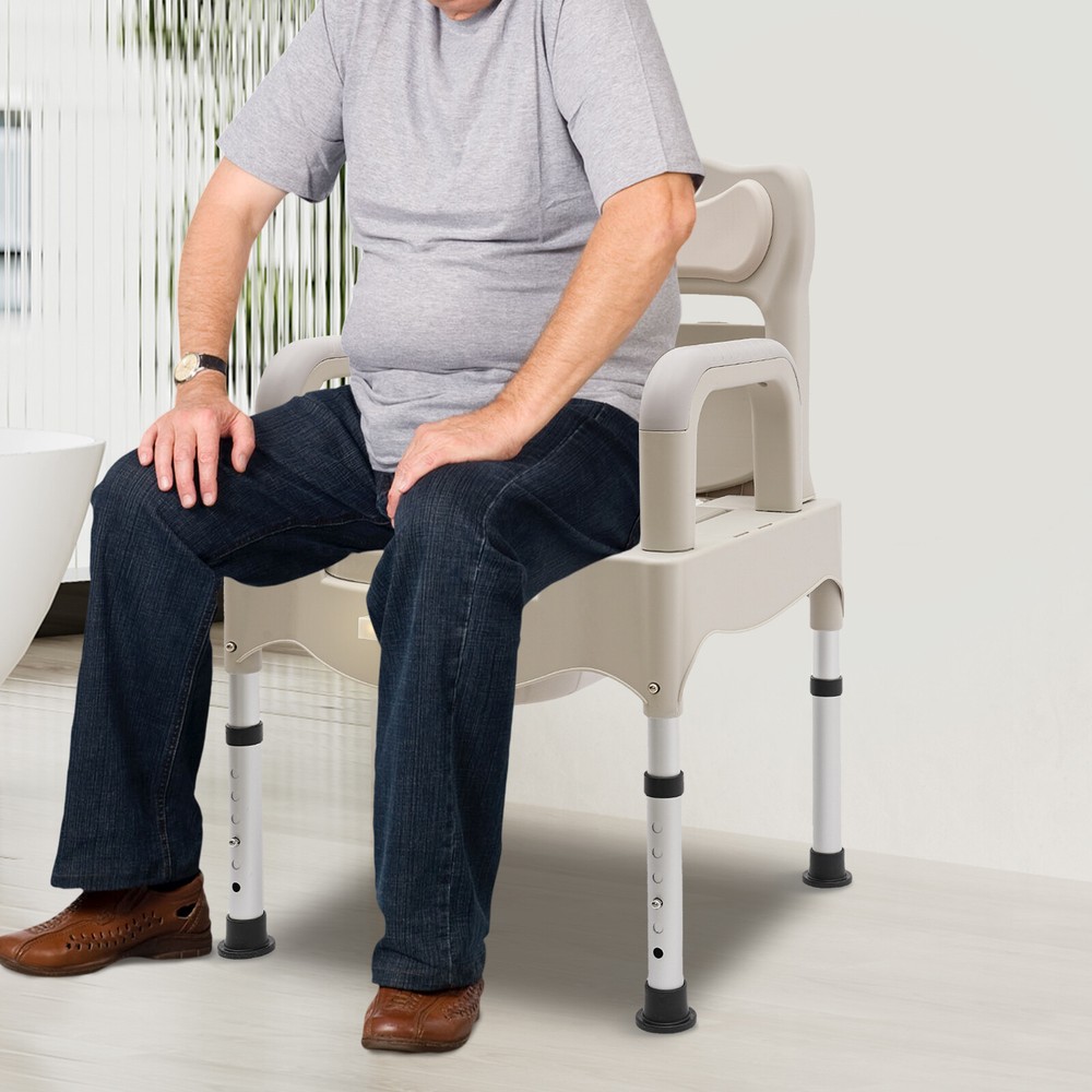 Heavy Duty Height Adjustable Bath Seat Commode Toilet Chair 250kg Adult Senior