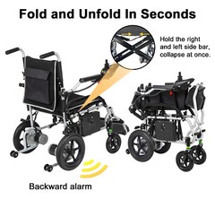 Lightweight 37.5 lbs Foldable Electric Wheelchairs Max 265lbs, 25 Miles Range