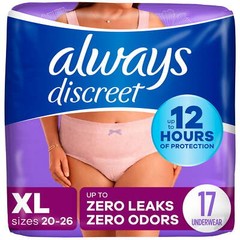 Always Discreet Adult Incontinence Underwear for Women Postpartum , XL,17 CT