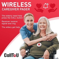 Wireless Caregiver Alert Pager with Adjustable Volume & Long Range for Home Use