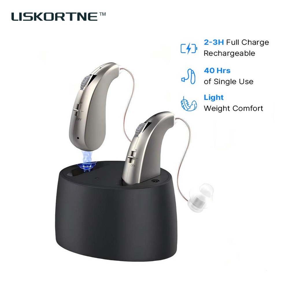 1 Pair Hearing Aids for Seniors Rechargeable Hearing Aid with Noise Cancelling