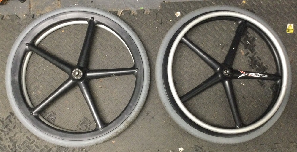 Pair X-Core 5 Spoke 22.5″ Wheelchair Wheels 37-501 (22 X 1 3/8) Nylon Tires