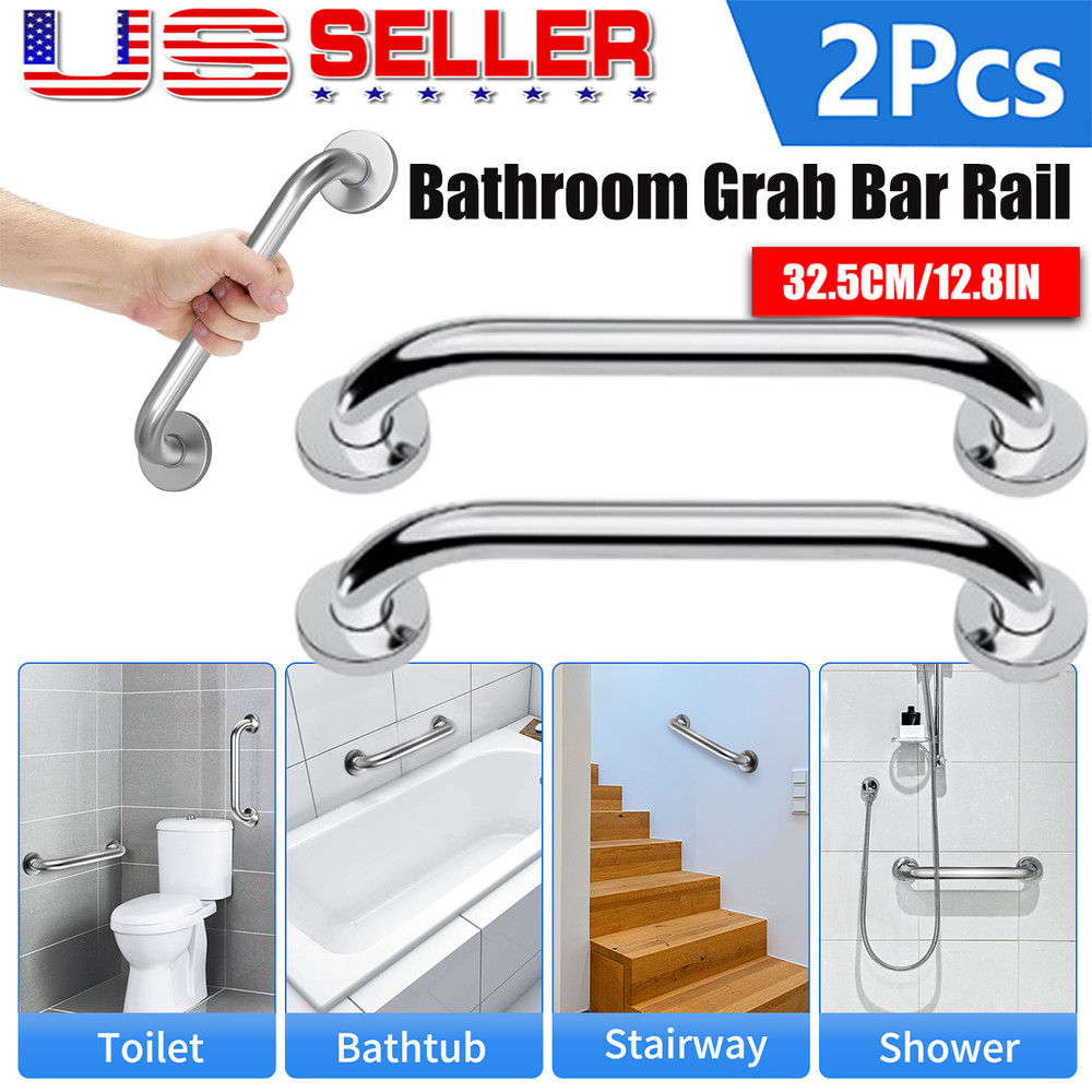 2PCS Stainless Steel Grab Bar Bathroom Safety Handicap Shower Tub Handle Support