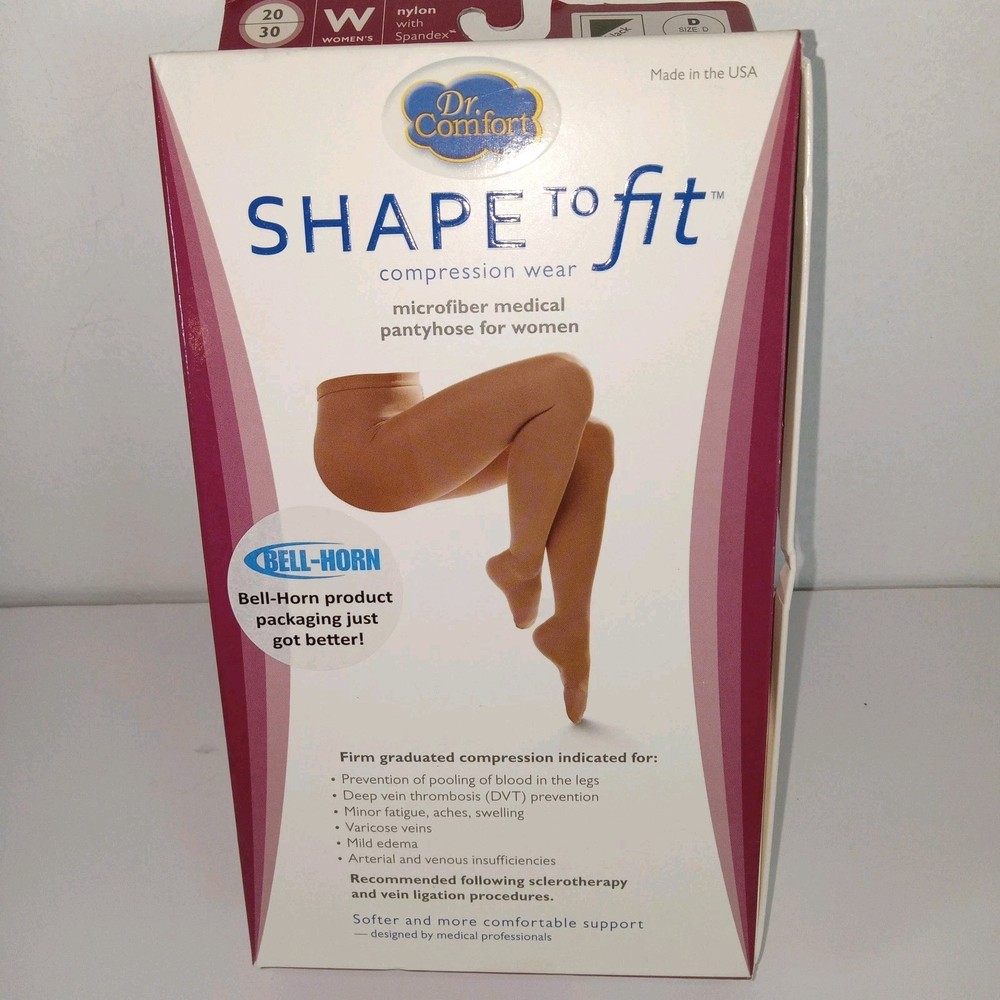 Dr. Comfort Microfiber Medical Pantyhose Women D Black 20-30mmHg Compression New