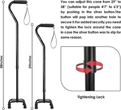 BeneCane Adjustable Walking Cane with 4 Pronged Base