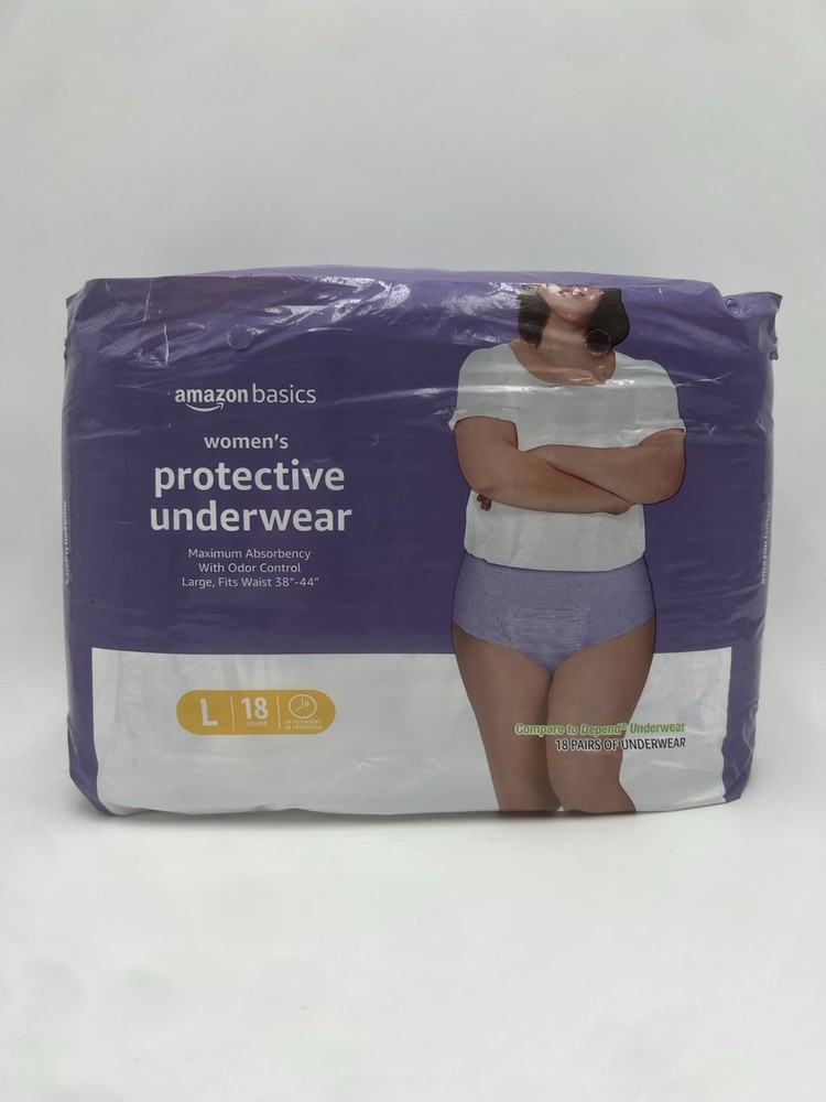 NEW Amazon Basics Women’s Protective Underwear 18 Ct, L 38-44 NEW