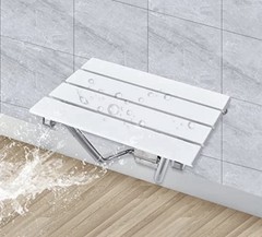 Wall Mounted Folding Shower Seat 350 lb Plastic Wood Stainless Steel Bench