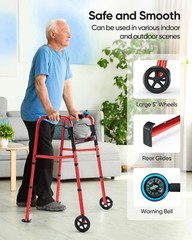 6.8lbs Lightweight Folding Walkers for Seniors Travel 2 Wheels 350lb Capacity