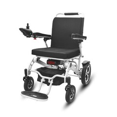 Silver Foldable Aluminum Electric Wheelchair Max300lbs Dual Motor24V12AH Battery