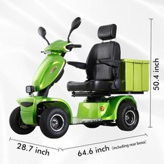 1000W 4-Wheel Heavy Duty Seniors Mobility Scooter 48V 20Ah 15 mph 33 Miles 500lb