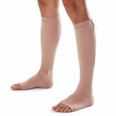 Doc Miller Compression Socks with Zipper 15-20 mmHg for Women & Large, Beige