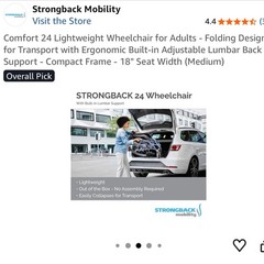 Strongback Mobility – Comfort 24 Lightweight Wheelchair for Adults NEW IN BOX