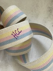 SkiL-Care Gait Belt 60″ Length Pastel Stripe 2″ Ivory yellow pink blue Stripe