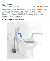 Srora Toilet Safety Rails Foldable Handles Handicap Frame Elderly Support 480lbs