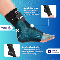 Caspe 2X Ankle Support Brace Compression Sleeve Socks Elastic Foot Pain Relief