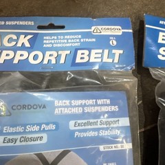 (2) Large, 2 XL Support Belt Black Cordova Safety Products Relieves Back Pain