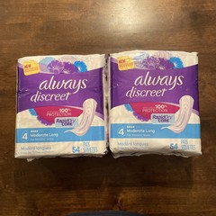 Always Discreet Adult Moderate Long Pads for Women Size 4 54 Ct Lot Of 2 READ