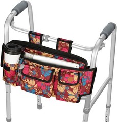 Durable Water-Resistant Walker Basket Pouch with Zippered Compartment – Floral