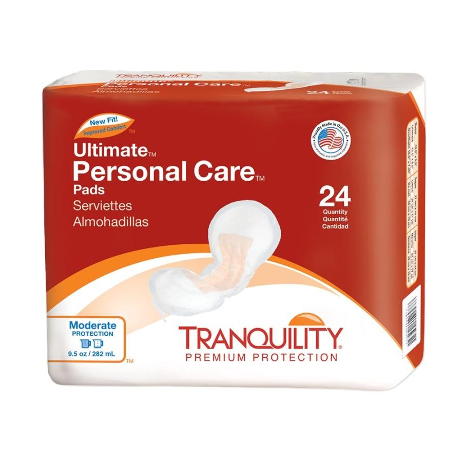 Tranquility OverNight Pads Adult Unisex Peach Moderate Absorb 7.25×16.5″ 96