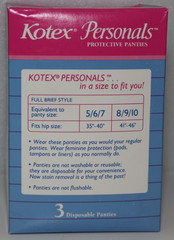 VINTAGE KOTEX PERSONALS 3 DISPOSABLE PROTECTIVE PANTIES SIZE 5 6 7 1994 NEW NOS