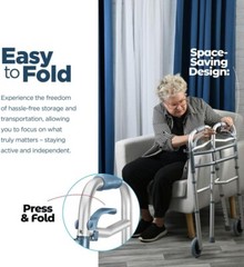 Walker with Wheels, Adjustable Walker, Folding Walker with Arm Support Walker