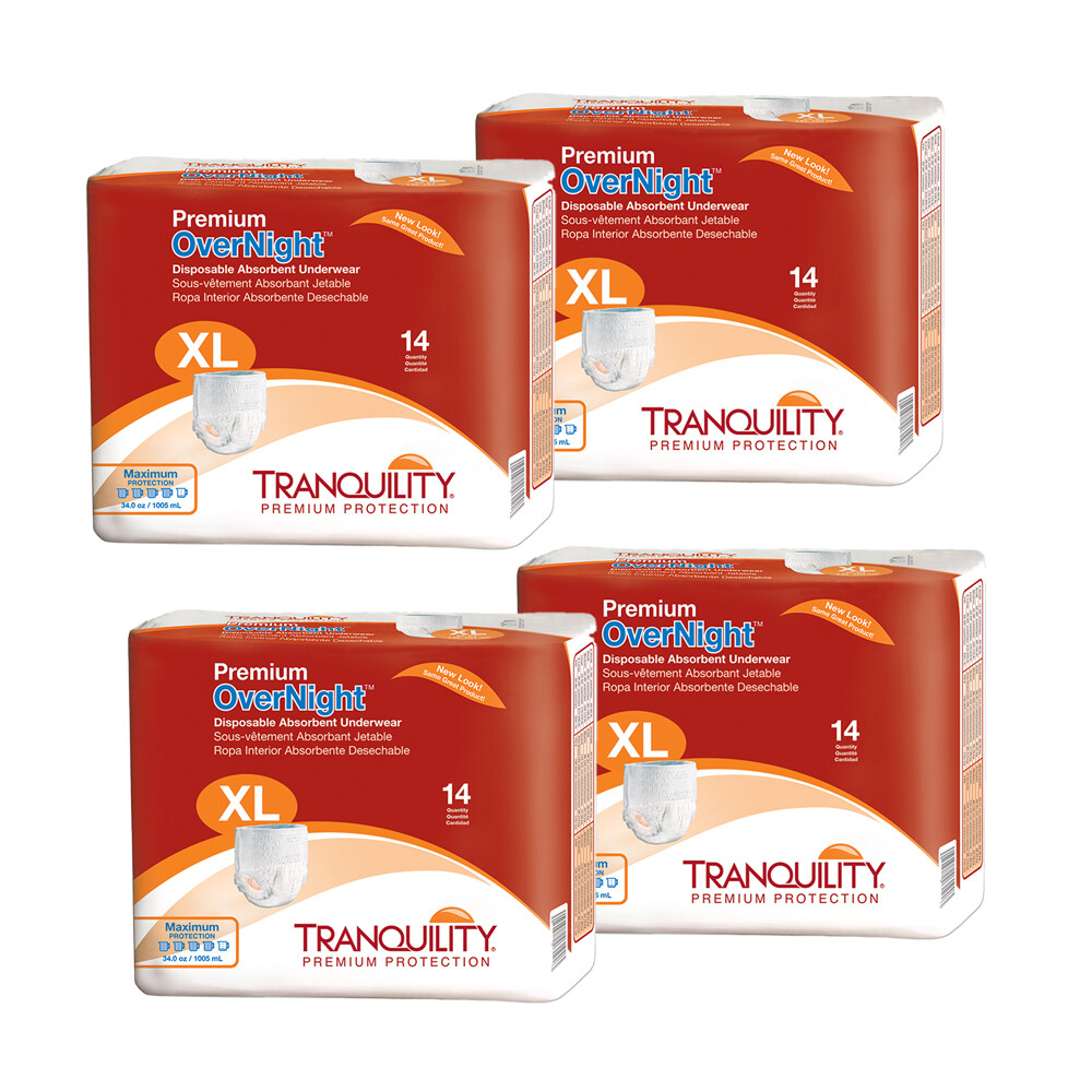 Tranquility Premium OverNight Adult Underwear Pull On XL 48 – 66″- Case of 56