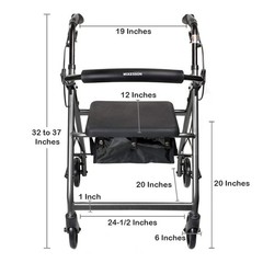 McKesson Rollator Folding Aluminum 32 to 37 inch Handle Height