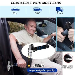 4pc Mobility Standalone Kit: Car Door Assist Handle for Elderly & Adjustable