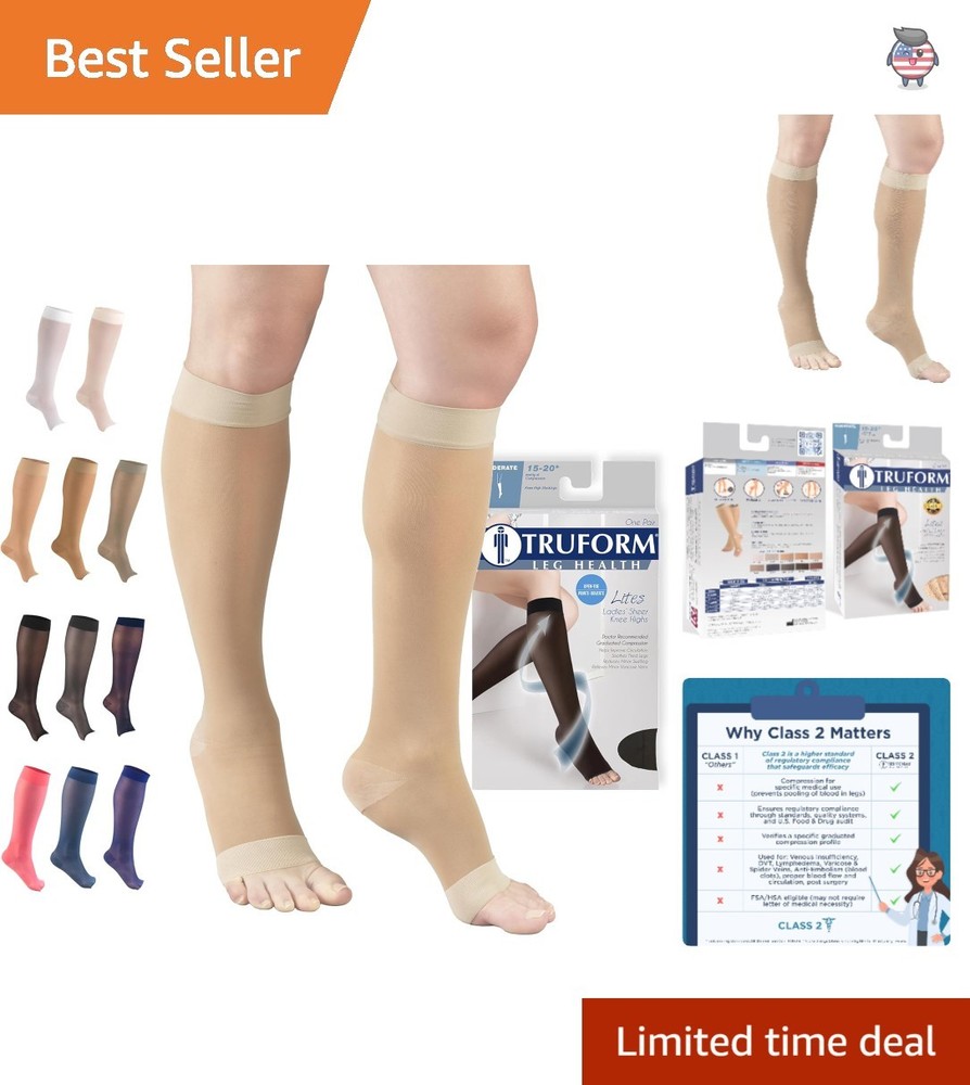 Open Toe Sheer Compression Stockings 15-20 mmHg – Comfortable & Fashionable
