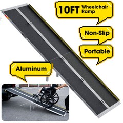 10FT Aluminum Multi-Folding Wheelchair Ramp Briefcase Style Portable Heavy Duty