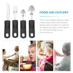 4 PCS Adaptive Weighted Utensils Hand Tremors Elderly Stainless Steel Set
