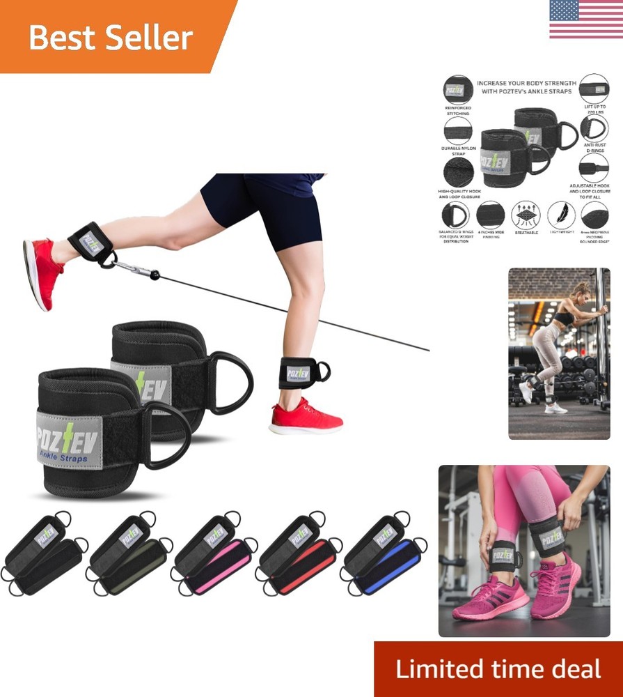 Ankle Straps for Cable Machine PAIR – Adjustable Padded Cuff Leg Straps Attac…