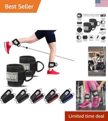 Ankle Straps for Cable Machine PAIR – Adjustable Padded Cuff Leg Straps Attac…