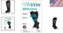 Elegant Navy Open Toe Knee High Compression Stockings 15-20 mmHg for Recovery