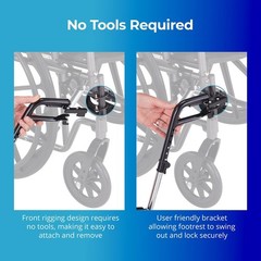 Adjustable Swing-Away Wheelchair Footrest with Flip-Up Composite Footplate