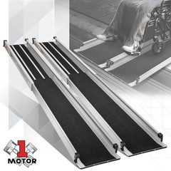 41.4″-72″ Adjustable 600lbs Load Aluminum Black Access Ramp Wheelchair Ramp 2pcs