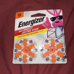 Energizer Zinc Air Hearing Aid Batteries, 1.45V, Orange, Size 13, Pack of 12
