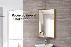 New, Aluminum Bathroom Medicine Cabinet with Farmhouse Gold Framed 16×22 Inches