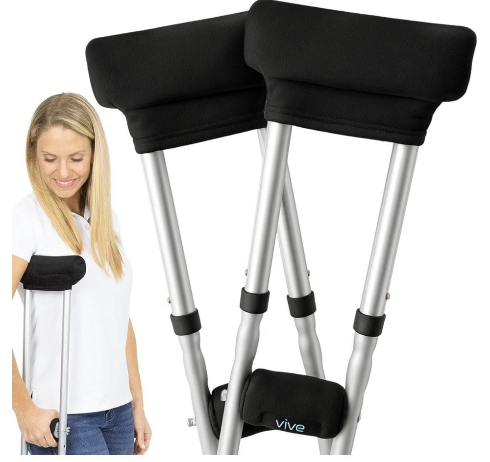 Vive Premium Crutch Pads & Hand Grips – Comfortable, Breathable, Machine