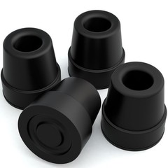 Quad Cane Tips Heavy Duty 1/2 inch Replacement Rubber Foot Black Attachment…