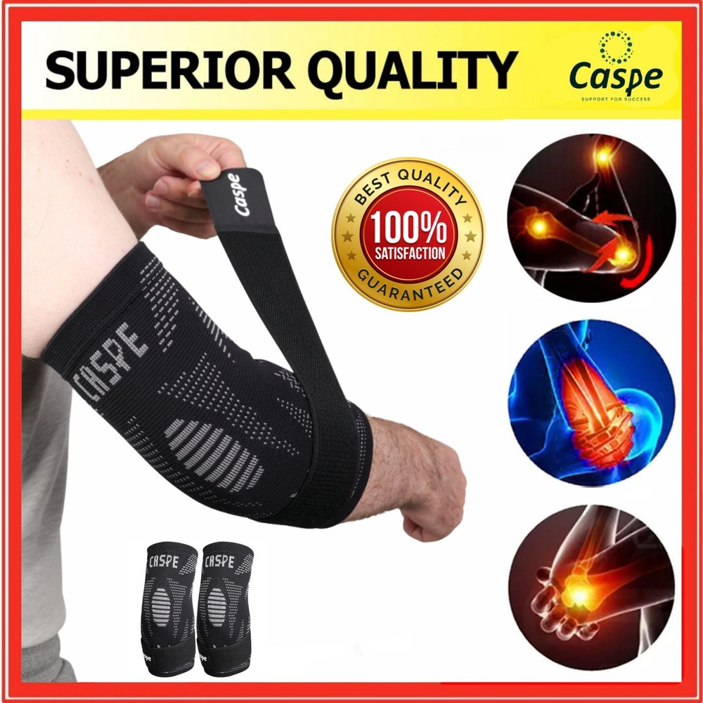 Caspe 2-Pack Elbow Sleeve Brace Wrap Adjustable Support Arm Arthritis Tendonitis