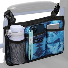 ZHCHG Wheelchair Side Bag, Armrest Pouch 1pack-balck, Blue
