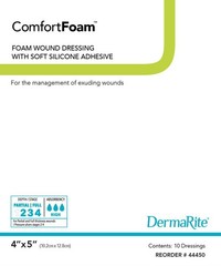 ComfortFoam Silicone Foam Dressing, Rectangle, 4 x 5 in, 10 Count, 44450