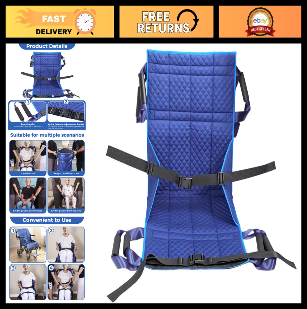 Heavy-Duty Wheelchair Transfer Pad, 260 lbs Capacity, 8 Handles, Oxford Fabric –