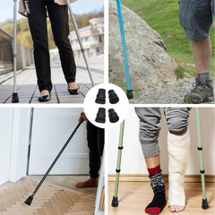 4Pc 7/8 Inch Rubber Cane Tips Heavy Duty Non Slip Replacement Tips Black