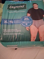 Depend Fresh Protection Incontinence Underwear Size XL-15 Count -NEW In Package