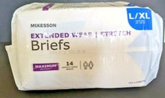 McKesson Extended Wear Incontinence Brief, Large / X-Large, 14/BG Waist 48-66 in